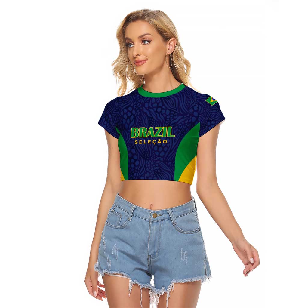 Custom Brazil Football Raglan Cropped T Shirt Canary Squad Go Champions - Wonder Print Shop
