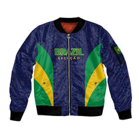 Custom Brazil Football Sleeve Zip Bomber Jacket Canary Squad Go Champions - Wonder Print Shop