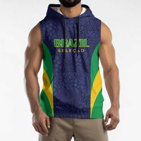 Custom Brazil Football Sleeveless Hoodie Canary Squad Go Champions - Wonder Print Shop