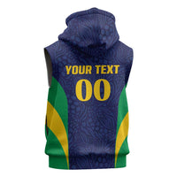 Custom Brazil Football Sleeveless Zip Hoodie Canary Squad Go Champions - Wonder Print Shop