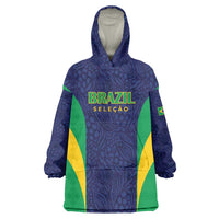 Custom Brazil Football Wearable Blanket Hoodie Canary Squad Go Champions - Wonder Print Shop