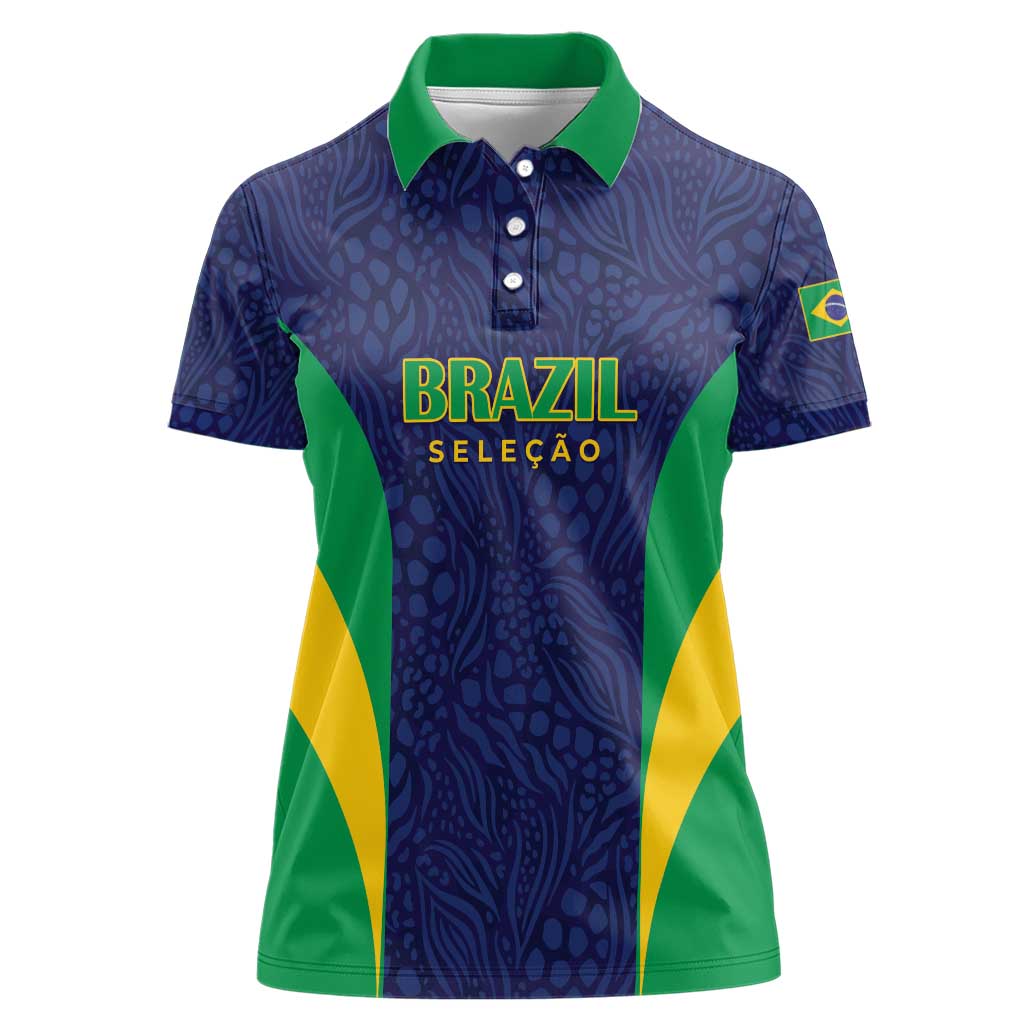 Custom Brazil Football Women Polo Shirt Canary Squad Go Champions - Wonder Print Shop
