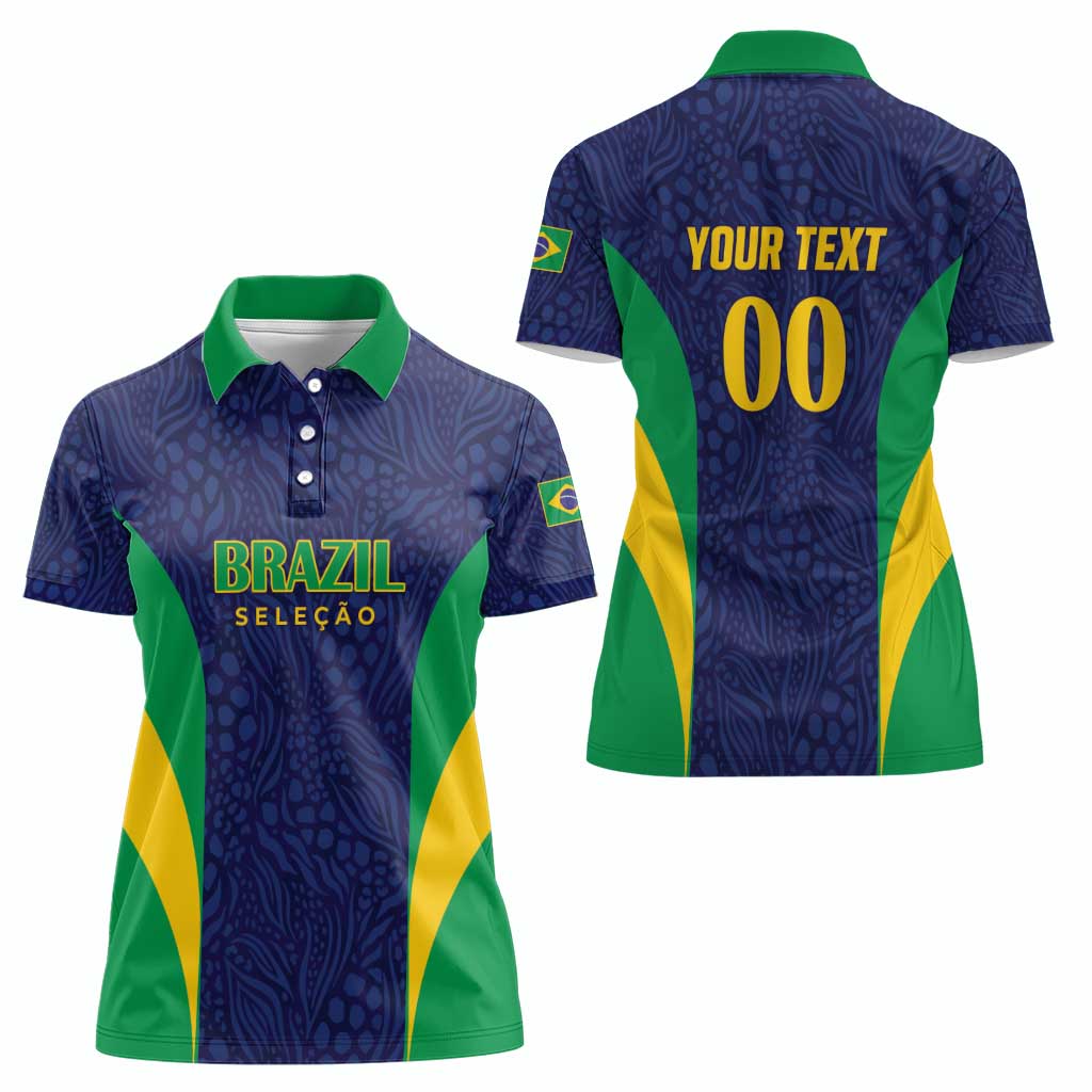 Custom Brazil Football Women Polo Shirt Canary Squad Go Champions - Wonder Print Shop