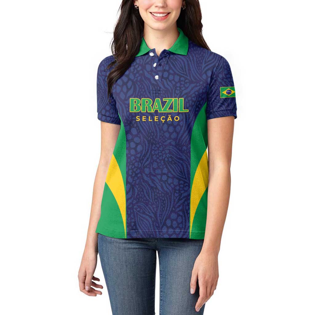 Custom Brazil Football Women Polo Shirt Canary Squad Go Champions - Wonder Print Shop