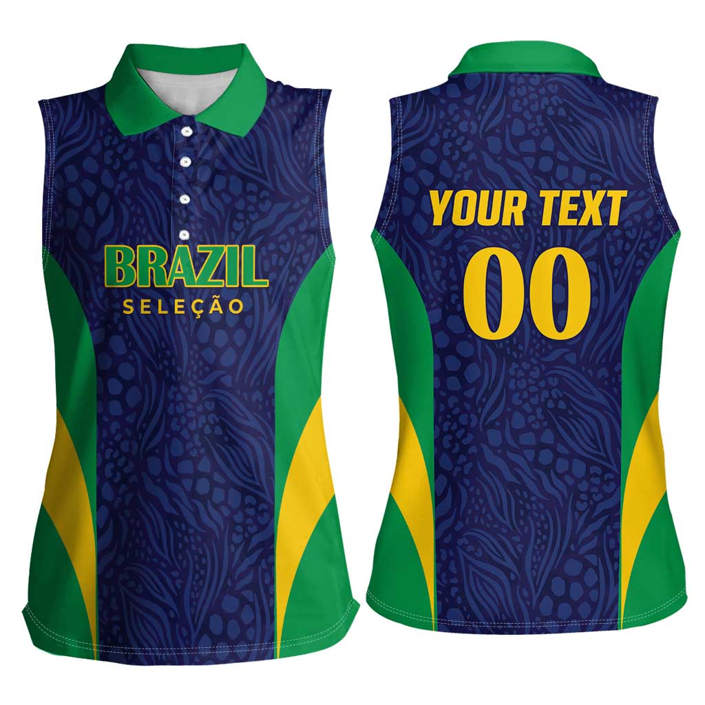 Custom Brazil Football Women Sleeveless Polo Shirt Canary Squad Go Champions - Wonder Print Shop