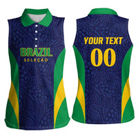Custom Brazil Football Women Sleeveless Polo Shirt Canary Squad Go Champions - Wonder Print Shop