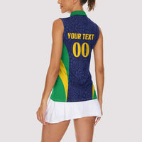 Custom Brazil Football Women Sleeveless Polo Shirt Canary Squad Go Champions - Wonder Print Shop