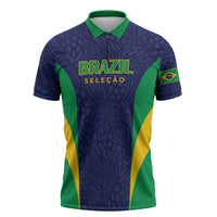 Custom Brazil Football Zipper Polo Shirt Canary Squad Go Champions - Wonder Print Shop