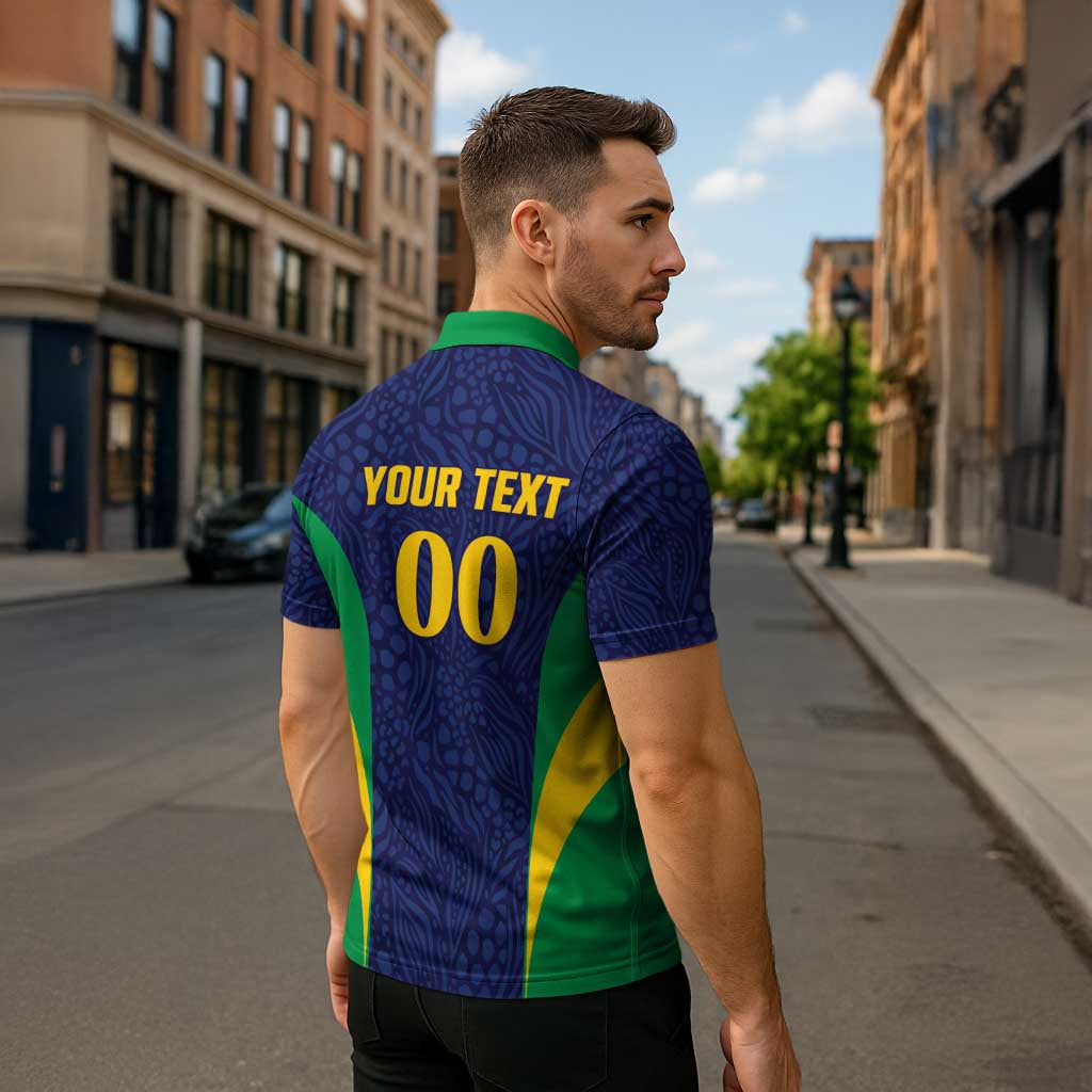 Custom Brazil Football Zipper Polo Shirt Canary Squad Go Champions - Wonder Print Shop