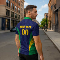 Custom Brazil Football Zipper Polo Shirt Canary Squad Go Champions - Wonder Print Shop