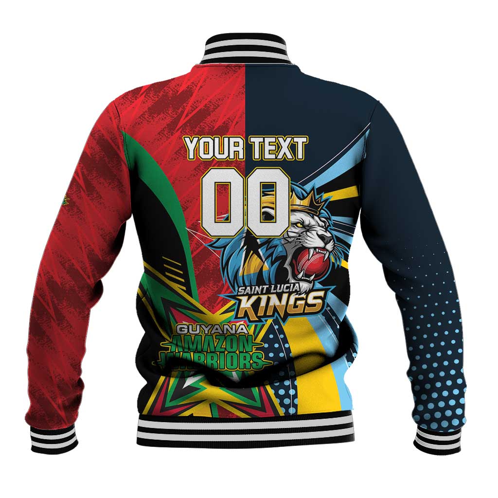 Custom Cricket Match 2025 Baseball Jacket Amazon Warriors Guyana Vs Kings St Lucia - Wonder Print Shop