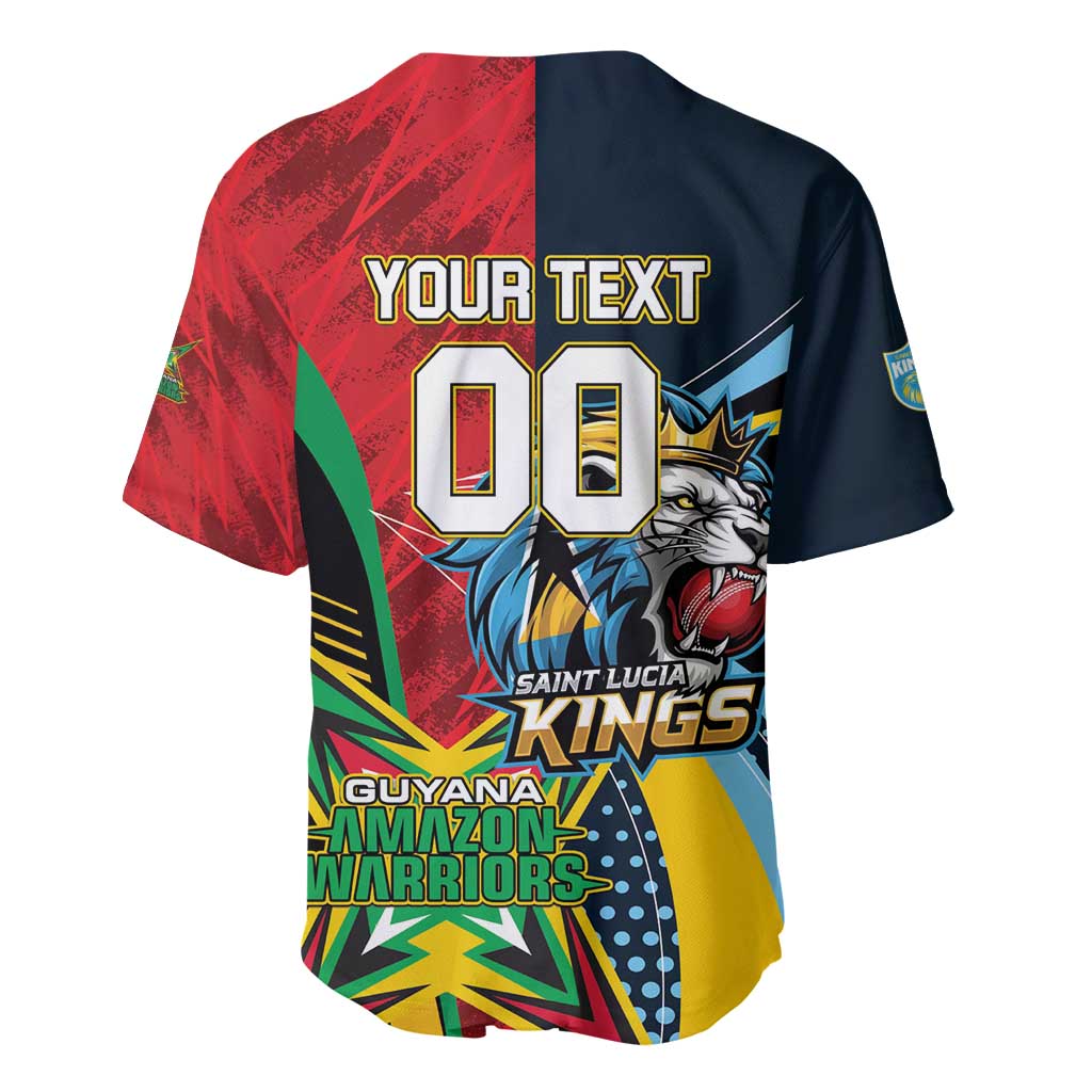Custom Cricket Match 2025 Baseball Jersey Amazon Warriors Guyana Vs Kings St Lucia - Wonder Print Shop