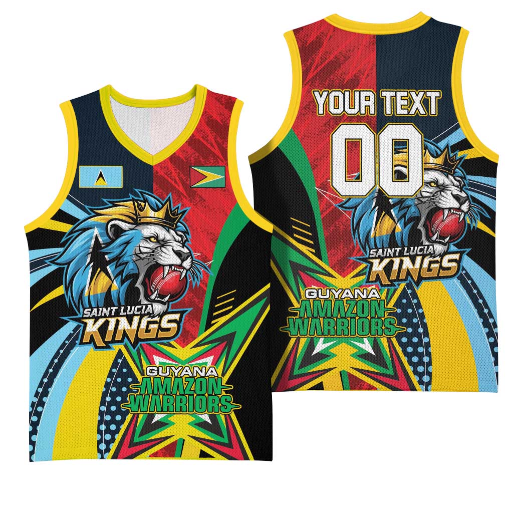 Custom Cricket Match 2025 Basketball Jersey Amazon Warriors Guyana Vs Kings St Lucia - Wonder Print Shop