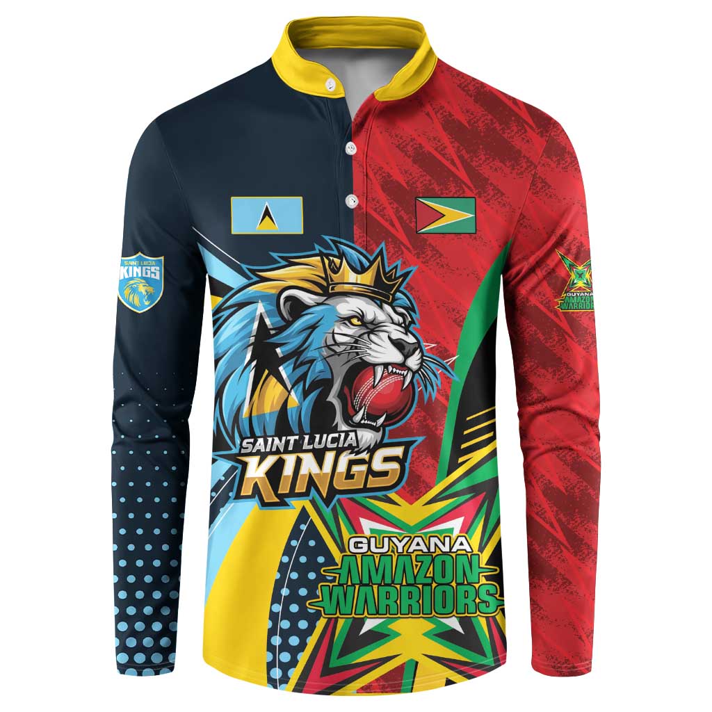 Custom Cricket Match 2025 Button Sweatshirt Amazon Warriors Guyana Vs Kings St Lucia - Wonder Print Shop