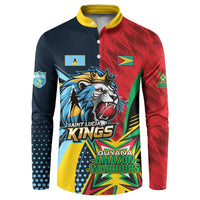 Custom Cricket Match 2025 Button Sweatshirt Amazon Warriors Guyana Vs Kings St Lucia - Wonder Print Shop