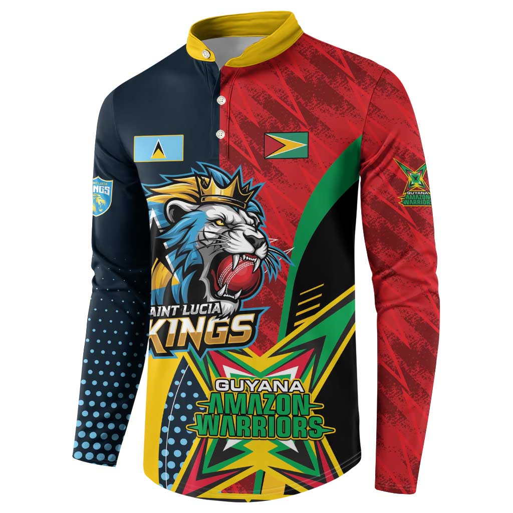Custom Cricket Match 2025 Button Sweatshirt Amazon Warriors Guyana Vs Kings St Lucia - Wonder Print Shop