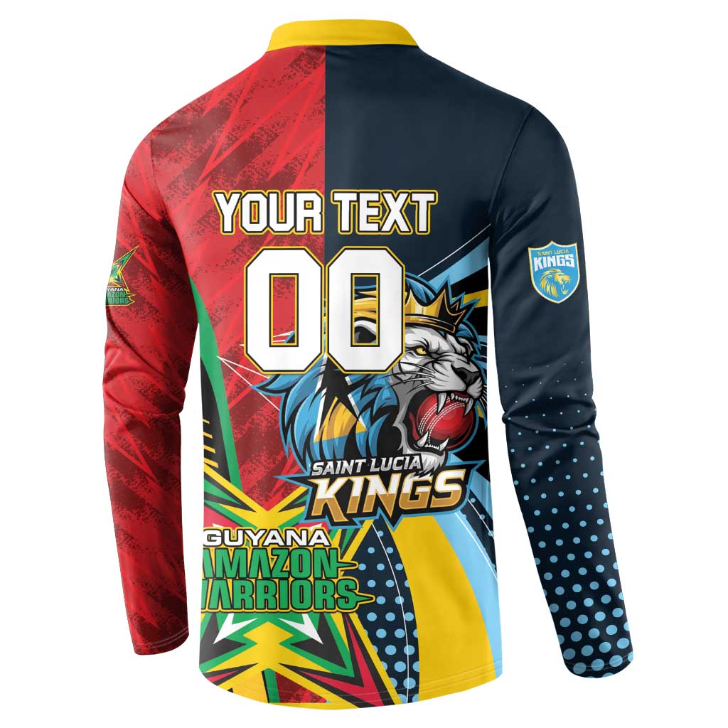 Custom Cricket Match 2025 Button Sweatshirt Amazon Warriors Guyana Vs Kings St Lucia - Wonder Print Shop