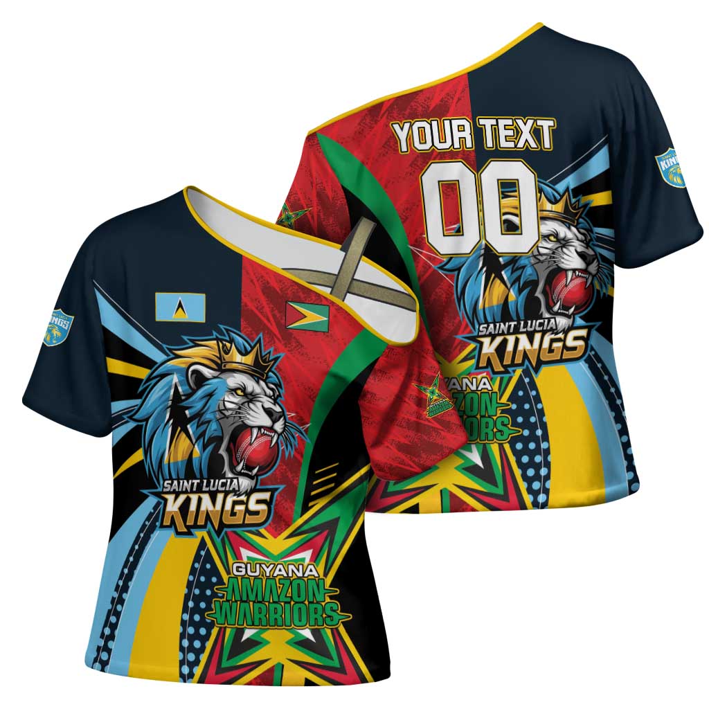 Custom Cricket Match 2025 Cross Shoulder Shirt Amazon Warriors Guyana Vs Kings St Lucia - Wonder Print Shop