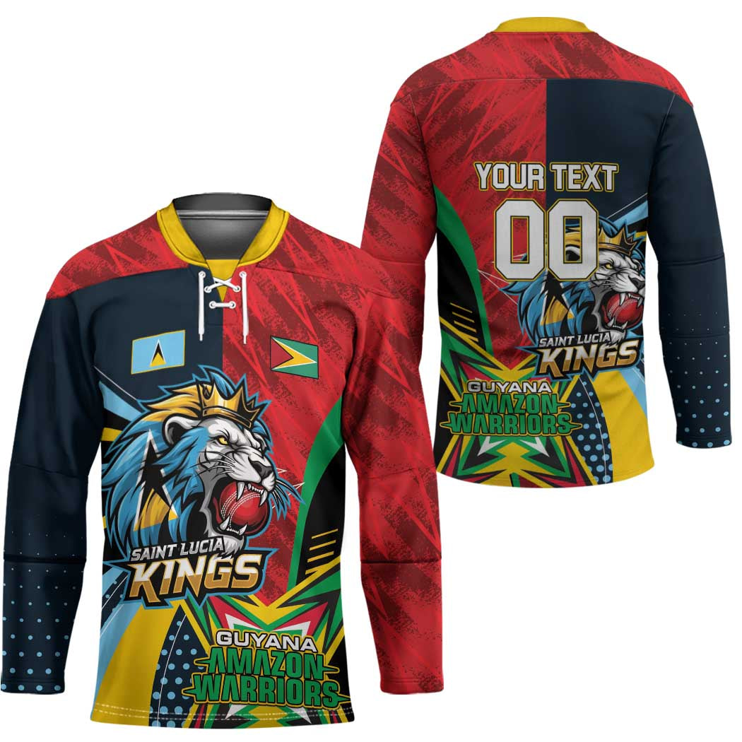 Custom Cricket Match 2025 Hockey Jersey Amazon Warriors Guyana Vs Kings St Lucia - Wonder Print Shop