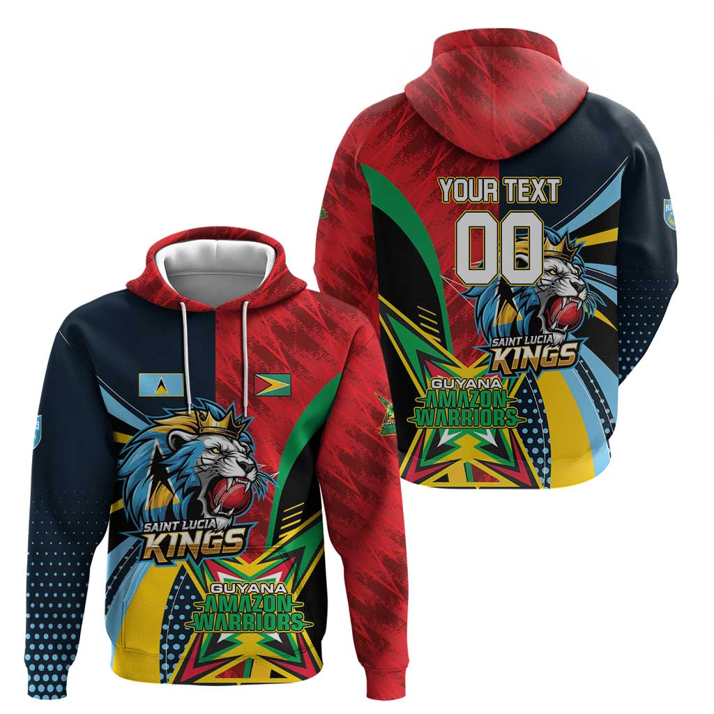 Custom Cricket Match 2025 Hoodie Amazon Warriors Guyana Vs Kings St Lucia - Wonder Print Shop