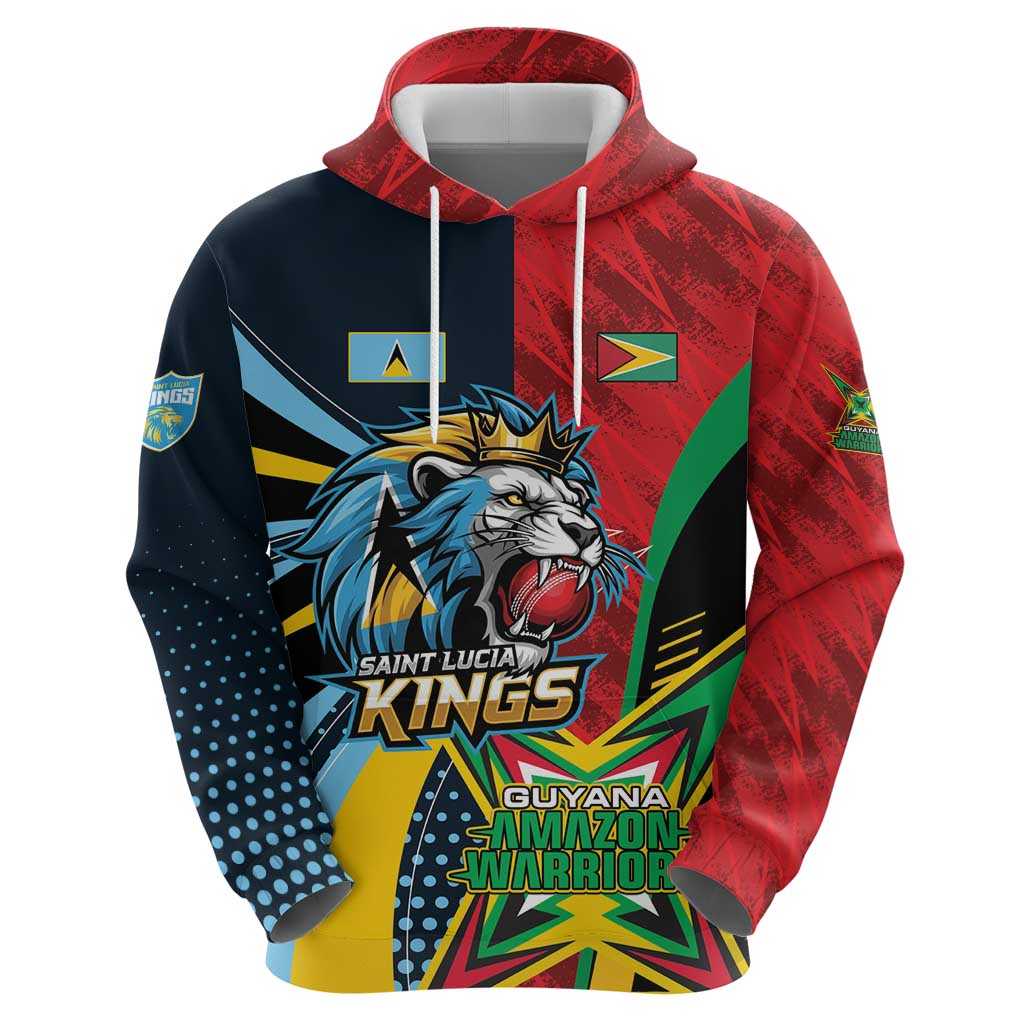 Custom Cricket Match 2025 Hoodie Amazon Warriors Guyana Vs Kings St Lucia - Wonder Print Shop