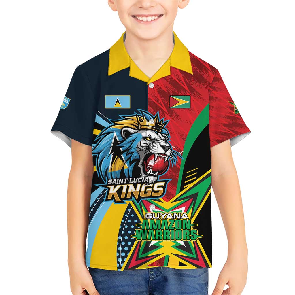 Custom Cricket Match 2025 Kid Hawaiian Shirt Amazon Warriors Guyana Vs Kings St Lucia - Wonder Print Shop