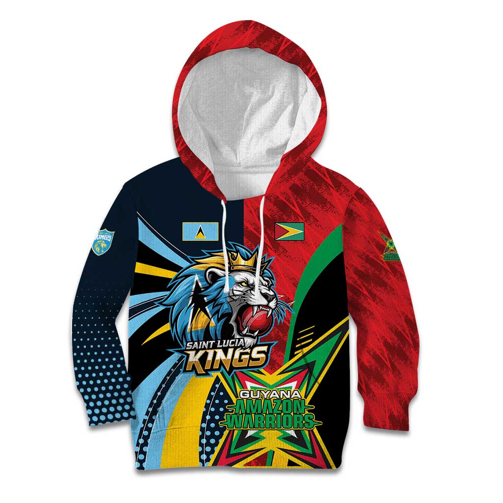 Custom Cricket Match 2025 Kid Hoodie Amazon Warriors Guyana Vs Kings St Lucia - Wonder Print Shop