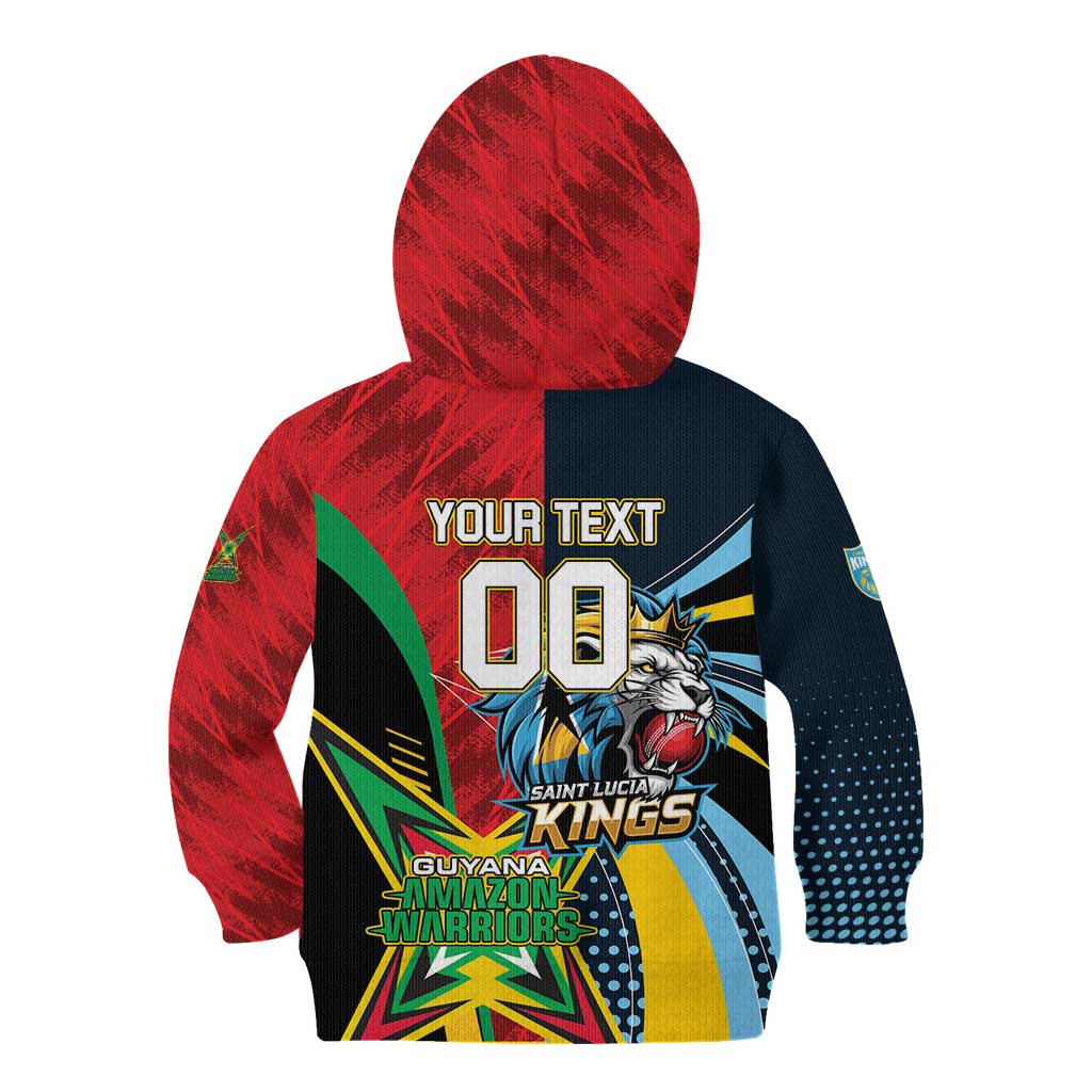 Custom Cricket Match 2025 Kid Hoodie Amazon Warriors Guyana Vs Kings St Lucia - Wonder Print Shop