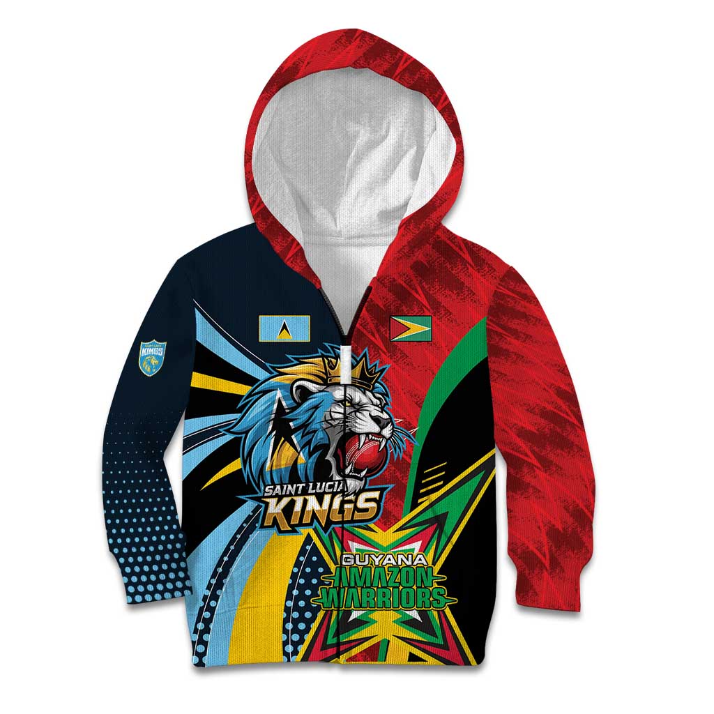 Custom Cricket Match 2025 Kid Hoodie Amazon Warriors Guyana Vs Kings St Lucia - Wonder Print Shop