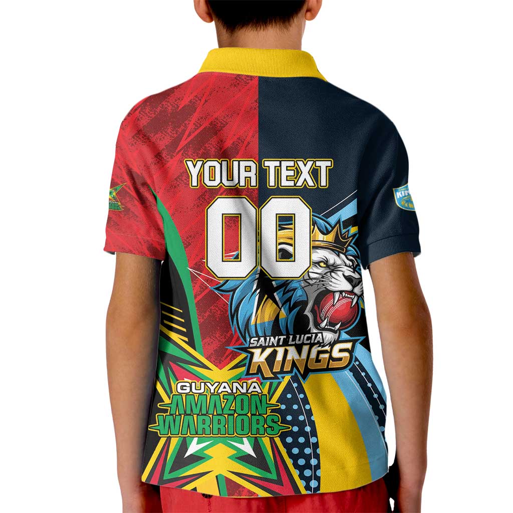 Custom Cricket Match 2025 Kid Polo Shirt Amazon Warriors Guyana Vs Kings St Lucia - Wonder Print Shop