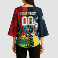 Custom Cricket Match 2025 Kimono Sleeve Blouse Amazon Warriors Guyana Vs Kings St Lucia - Wonder Print Shop