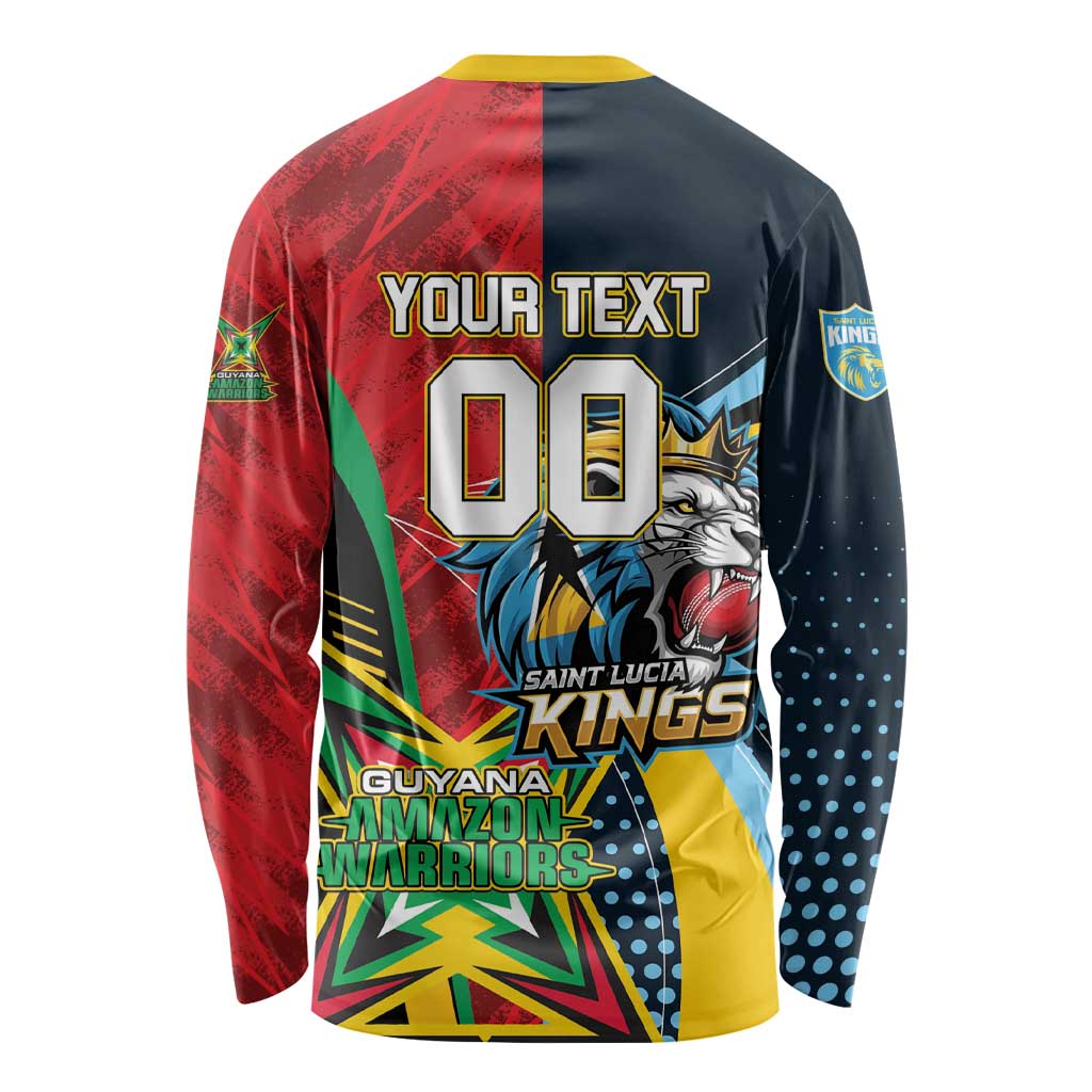 Custom Cricket Match 2025 Long Sleeve Shirt Amazon Warriors Guyana Vs Kings St Lucia - Wonder Print Shop