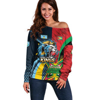 Custom Cricket Match 2025 Off Shoulder Sweater Amazon Warriors Guyana Vs Kings St Lucia - Wonder Print Shop