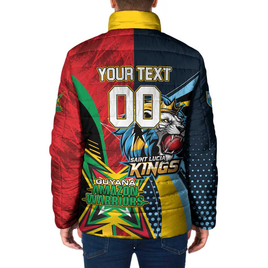 Custom Cricket Match 2025 Padded Jacket Amazon Warriors Guyana Vs Kings St Lucia - Wonder Print Shop
