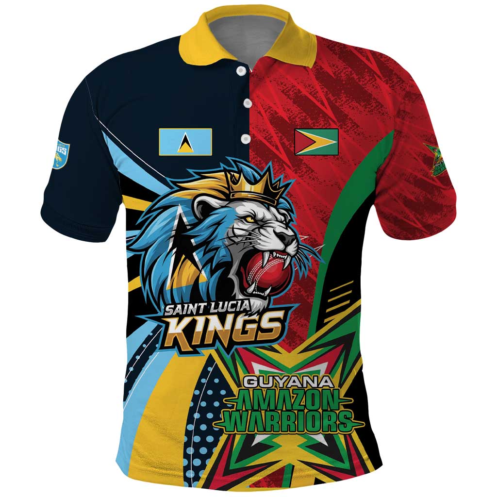 Custom Cricket Match 2025 Polo Shirt Amazon Warriors Guyana Vs Kings St Lucia - Wonder Print Shop
