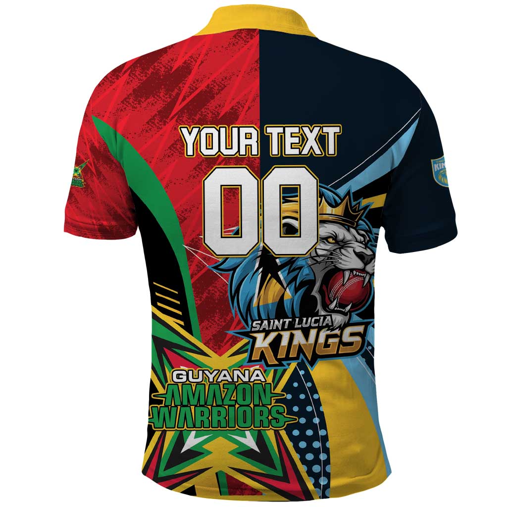 Custom Cricket Match 2025 Polo Shirt Amazon Warriors Guyana Vs Kings St Lucia - Wonder Print Shop