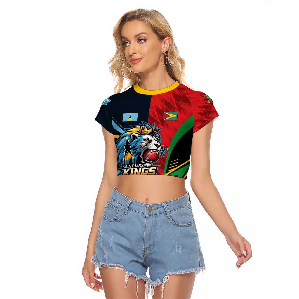 Custom Cricket Match 2025 Raglan Cropped T Shirt Amazon Warriors Guyana Vs Kings St Lucia - Wonder Print Shop