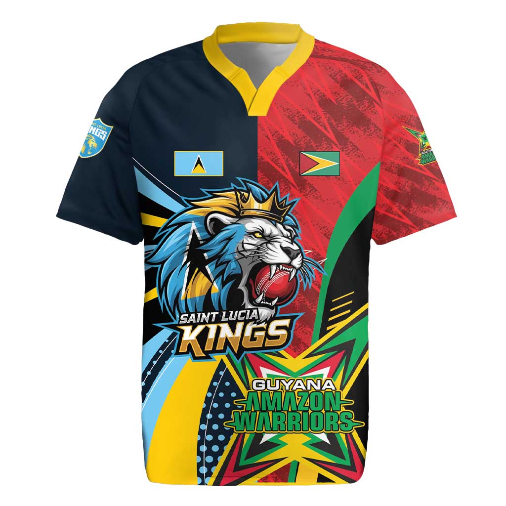 Custom Cricket Match 2025 Rugby Jersey Amazon Warriors Guyana Vs Kings St Lucia - Wonder Print Shop
