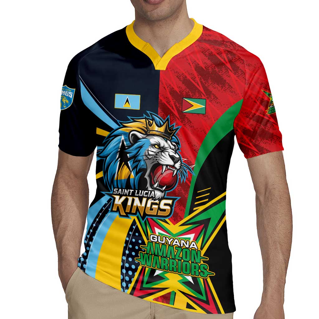 Custom Cricket Match 2025 Rugby Jersey Amazon Warriors Guyana Vs Kings St Lucia - Wonder Print Shop