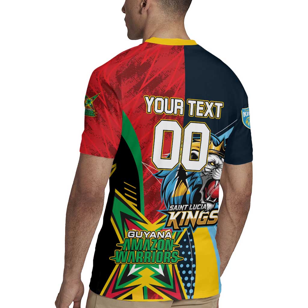 Custom Cricket Match 2025 Rugby Jersey Amazon Warriors Guyana Vs Kings St Lucia - Wonder Print Shop