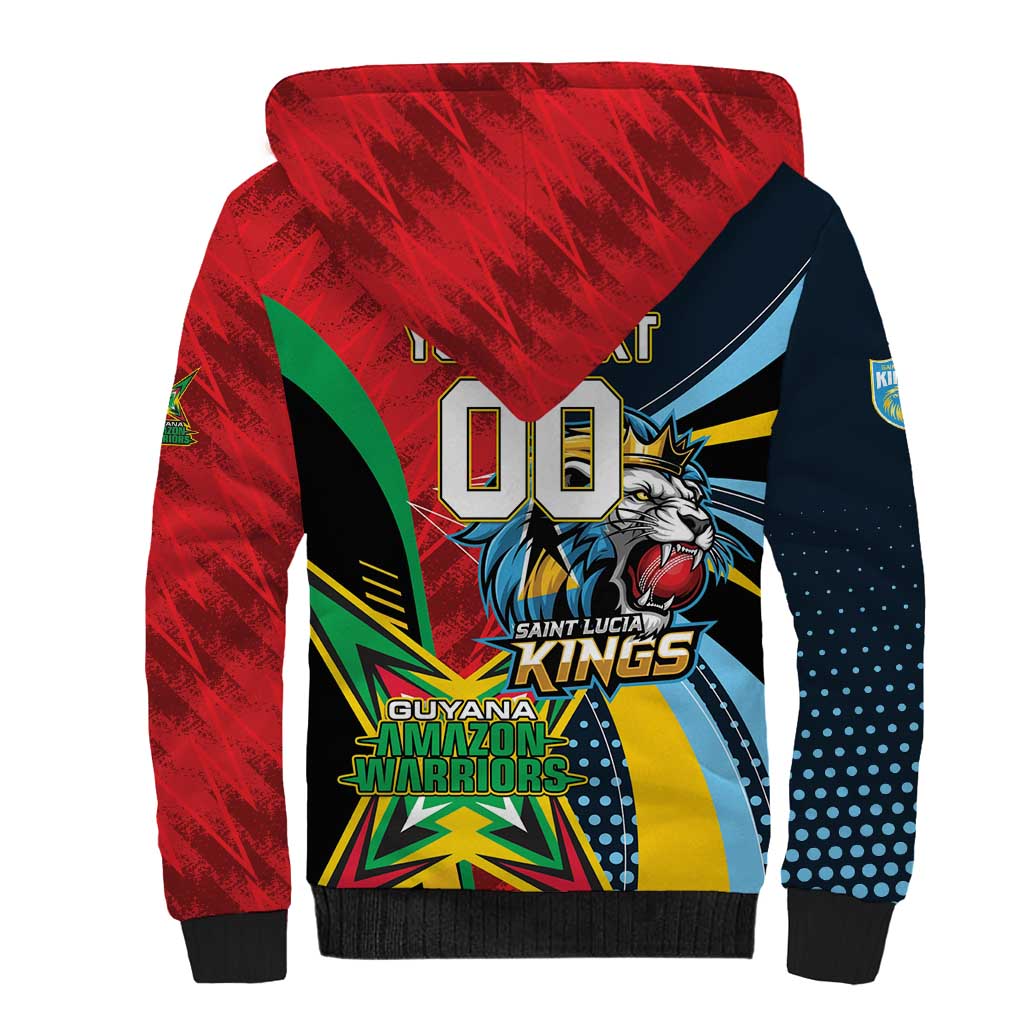 Custom Cricket Match 2025 Sherpa Hoodie Amazon Warriors Guyana Vs Kings St Lucia - Wonder Print Shop