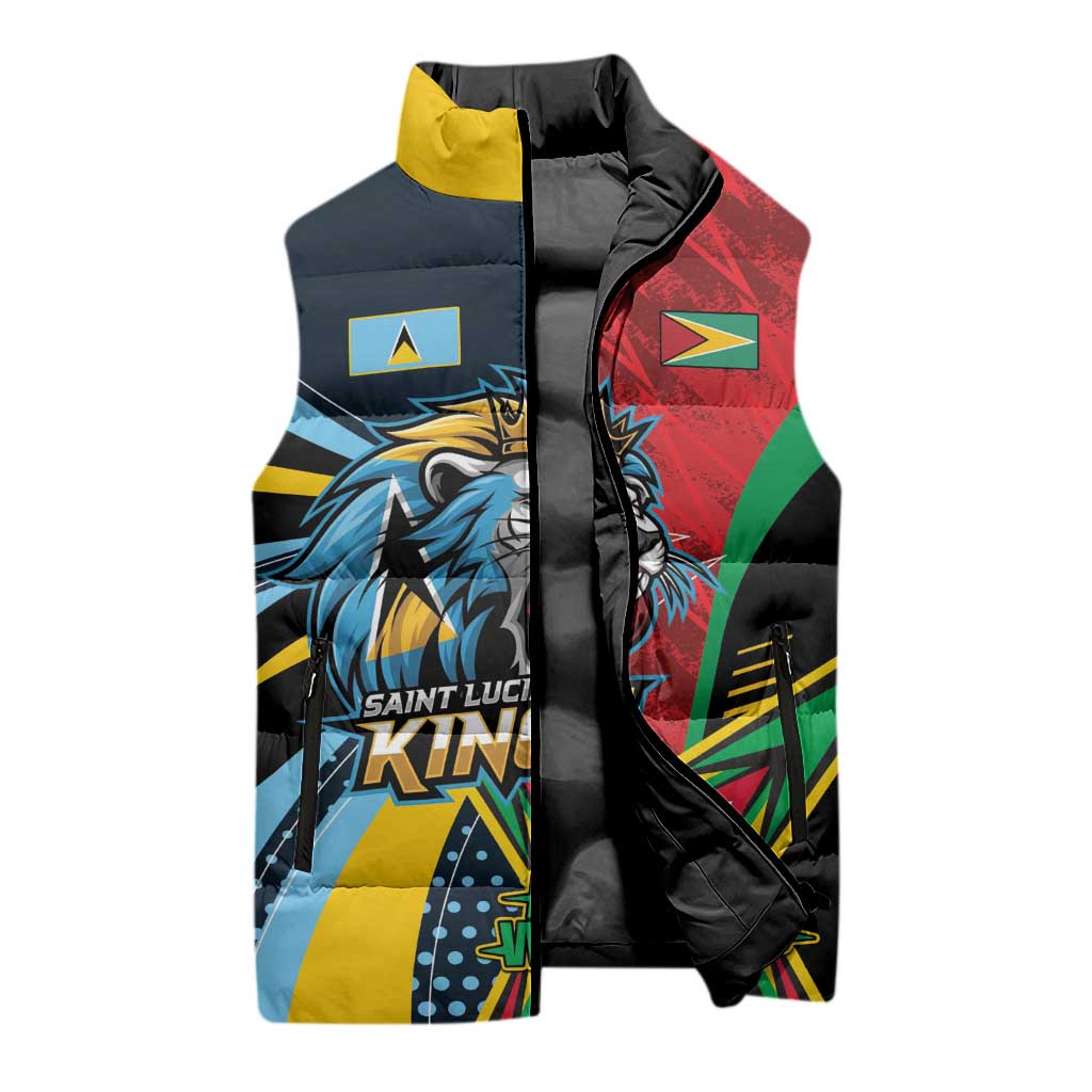 Custom Cricket Match 2025 Sleeveless Puffer Jacket Amazon Warriors Guyana Vs Kings St Lucia - Wonder Print Shop
