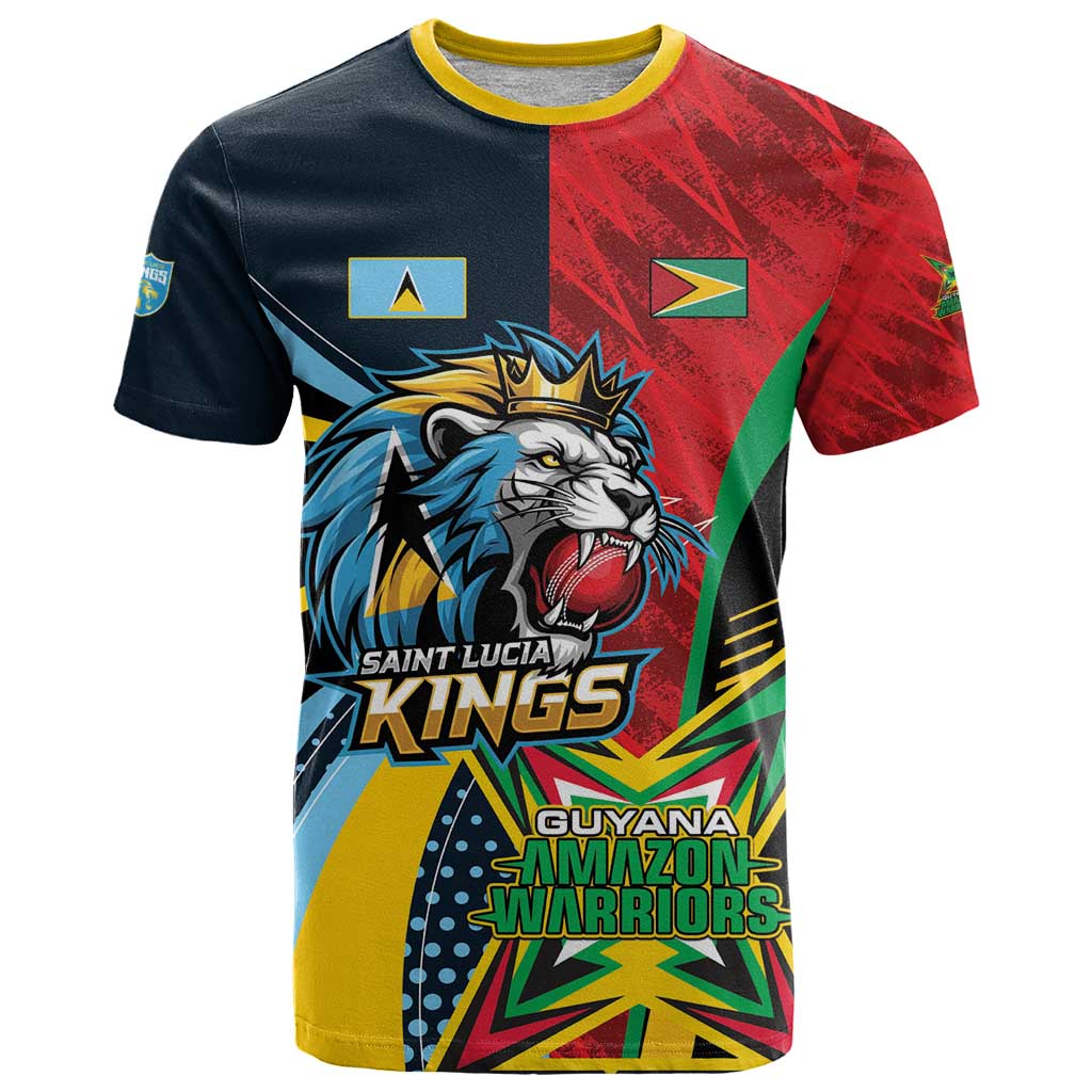 Custom Cricket Match 2025 T Shirt Amazon Warriors Guyana Vs Kings St Lucia - Wonder Print Shop