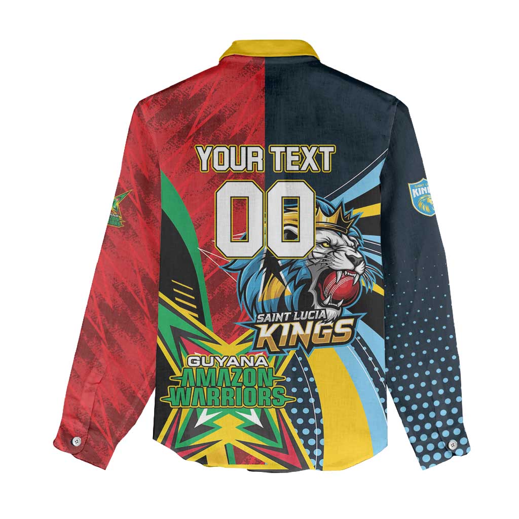 Custom Cricket Match 2025 Women Casual Shirt Amazon Warriors Guyana Vs Kings St Lucia - Wonder Print Shop
