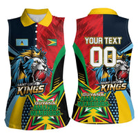 Custom Cricket Match 2025 Women Sleeveless Polo Shirt Amazon Warriors Guyana Vs Kings St Lucia - Wonder Print Shop