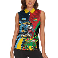 Custom Cricket Match 2025 Women Sleeveless Polo Shirt Amazon Warriors Guyana Vs Kings St Lucia - Wonder Print Shop