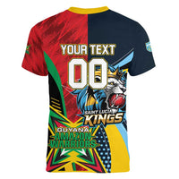 Custom Cricket Match 2025 Women V-Neck T-Shirt Amazon Warriors Guyana Vs Kings St Lucia - Wonder Print Shop