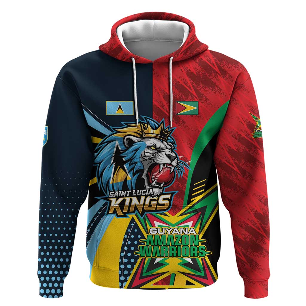 Custom Cricket Match 2025 Zip Hoodie Amazon Warriors Guyana Vs Kings St Lucia - Wonder Print Shop