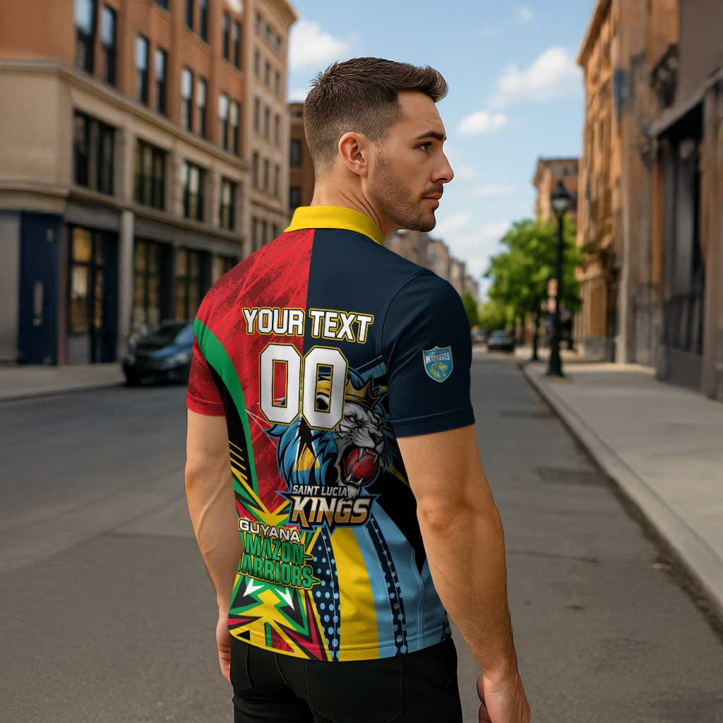 Custom Cricket Match 2025 Zipper Polo Shirt Amazon Warriors Guyana Vs Kings St Lucia - Wonder Print Shop