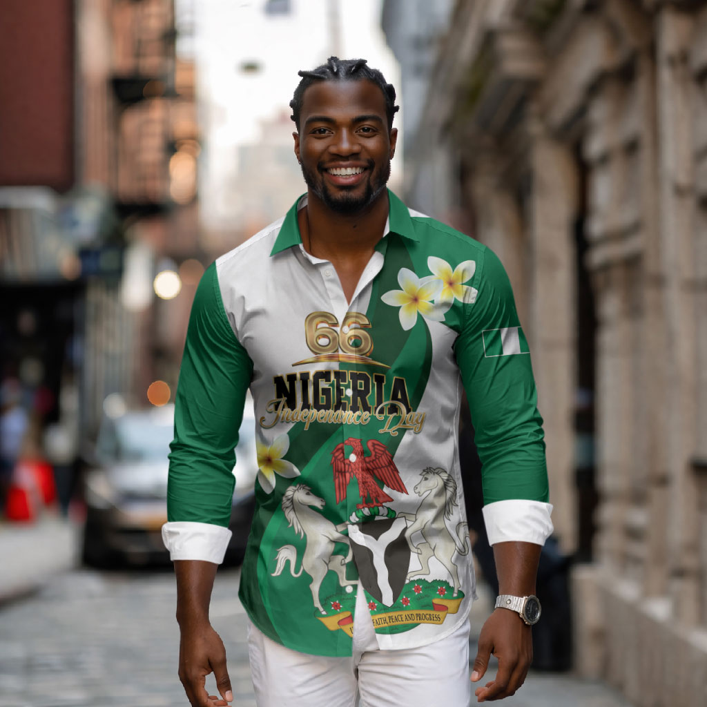 Personalised Nigeria Independence Day Long Sleeve Button Shirt Proud Nigerian